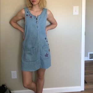 Denim dress.